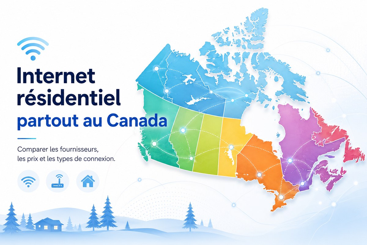 Carte couleur du Canada pour comparer l’Internet résidentiel par province et territoire