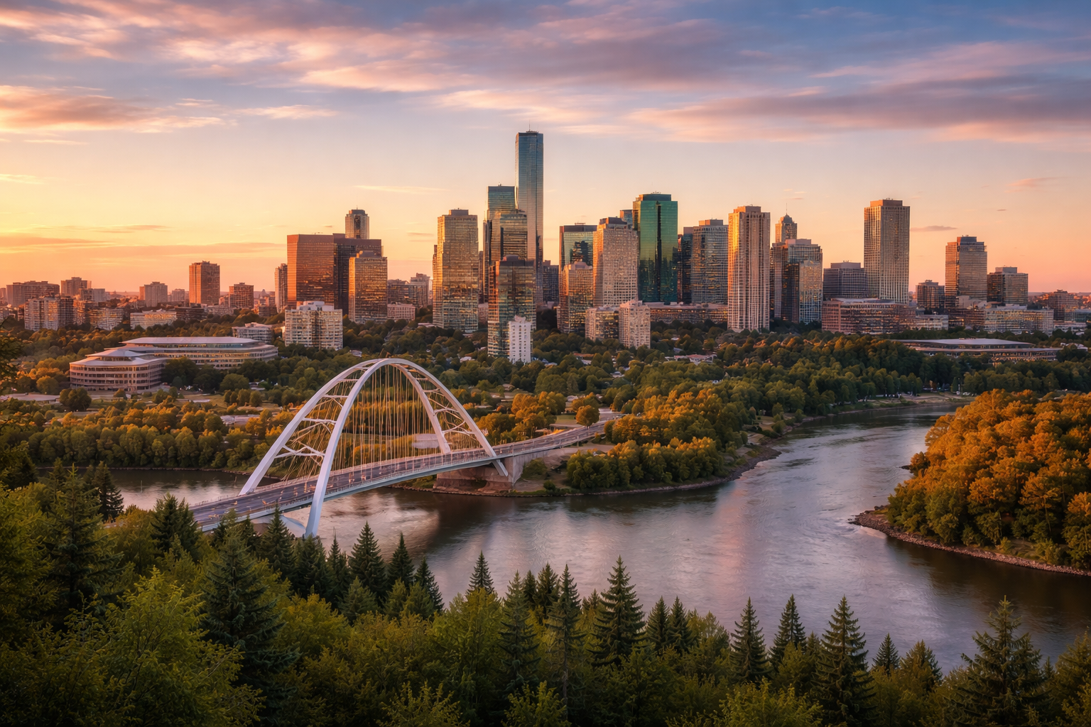 Edmonton skyline and river valley