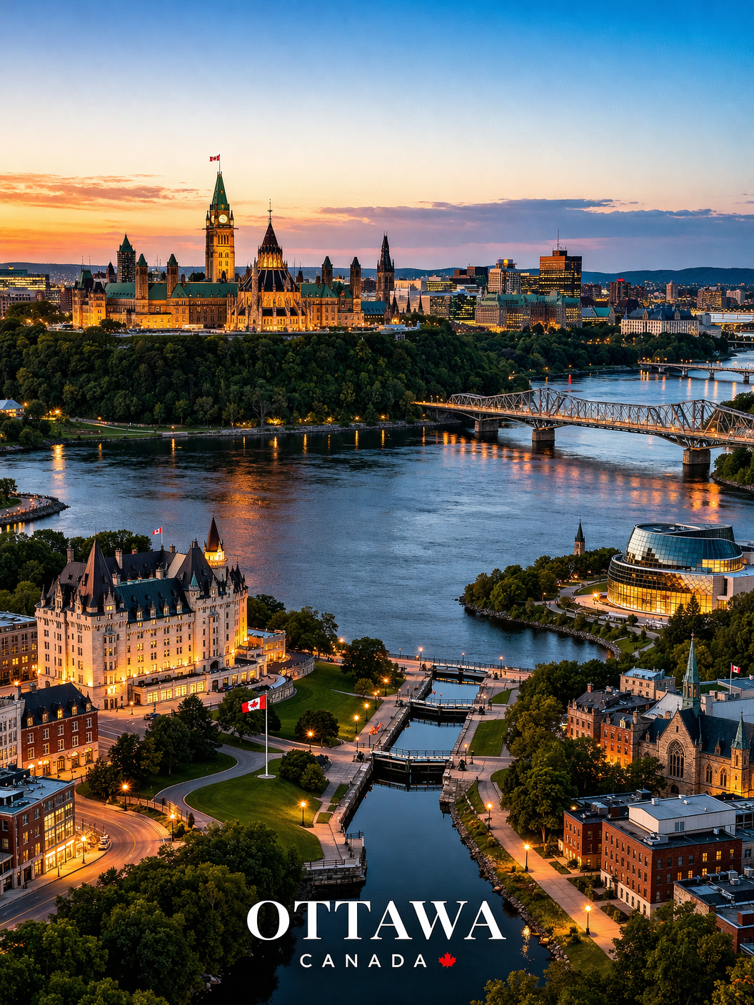 Parliament buildings in Ottawa on a sunny summer day